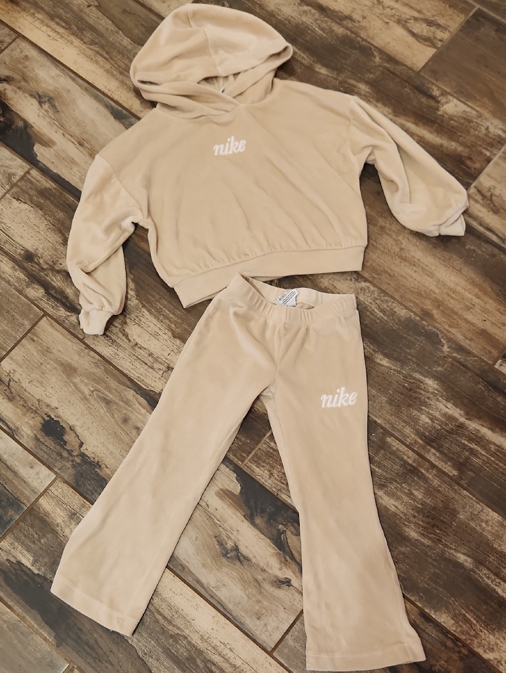 Nike Kids Tan Velour Hoodie & Pants Set